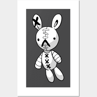 White Bunny Rabbit Doll Stitch Bandage Stitches Meiruko Lucky Charm Posters and Art